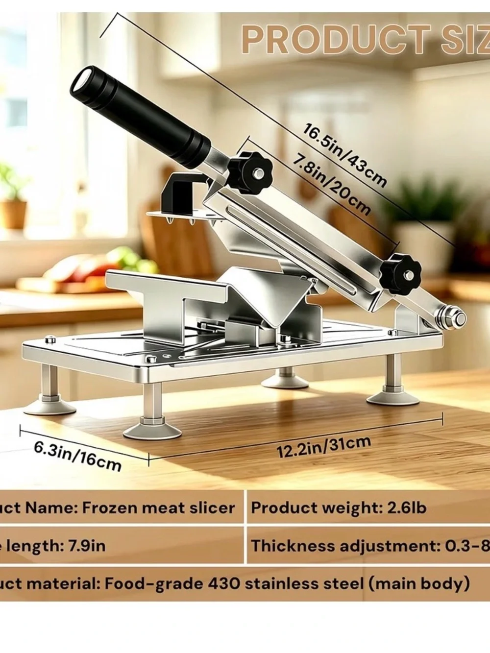 Stainless Steel Meat Slicer - Silver
